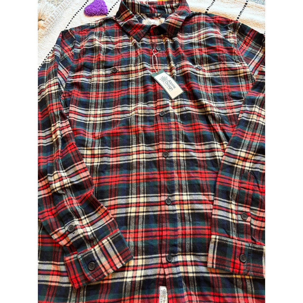 Alpine Design Men's Plaid‎ Button-Up Casual Shirt Size XL